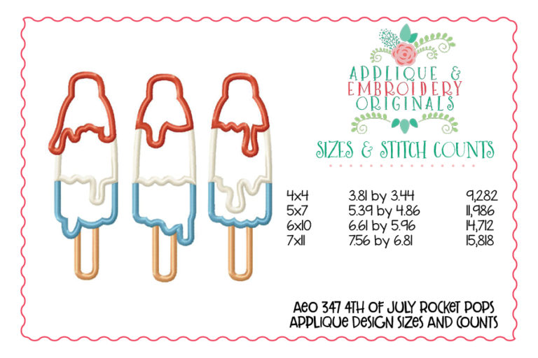347 4th of July Rocket Pops Applique Design - Image 3