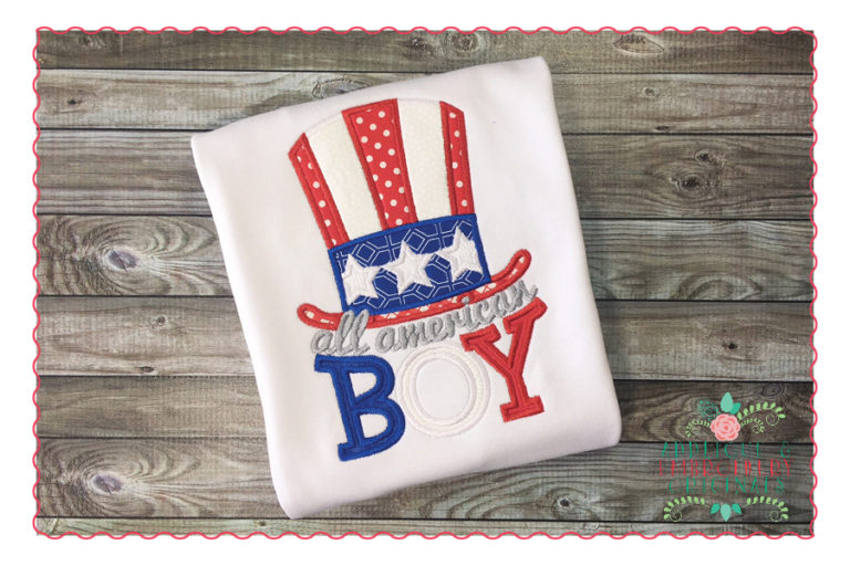 348 All American Boy July 4th Applique Design