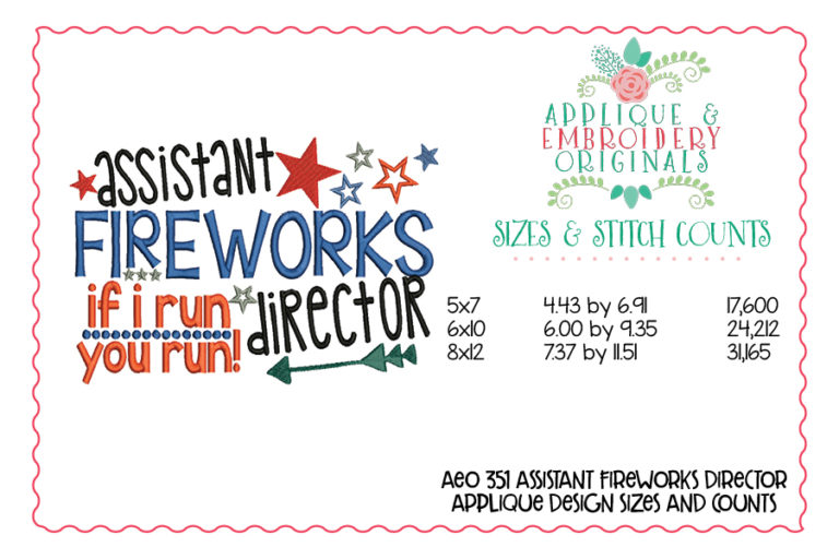 351 Assistant Fireworks Director 4th of July Applique Design - Image 3