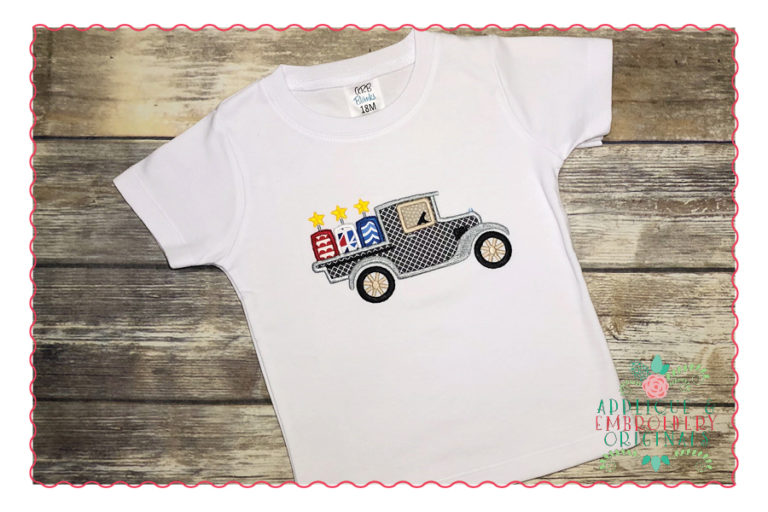 353 Fireworks Delivery Truck 4th July Applique Design - Image 2