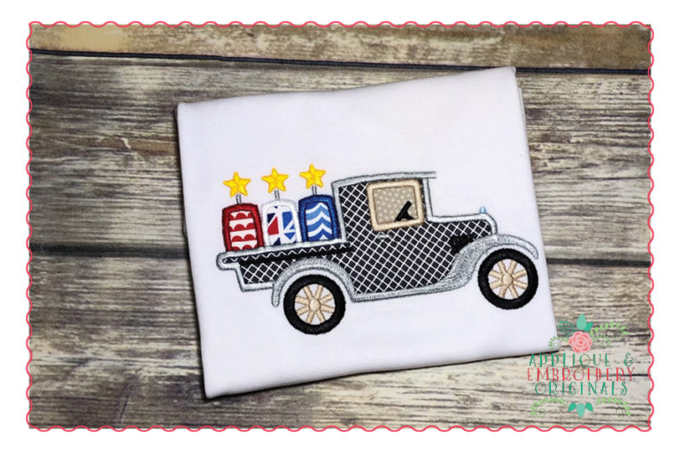 353 Fireworks Delivery Truck 4th July Applique Design