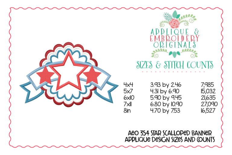 354 Star Scalloped Banner 4th July Applique Design - Image 3