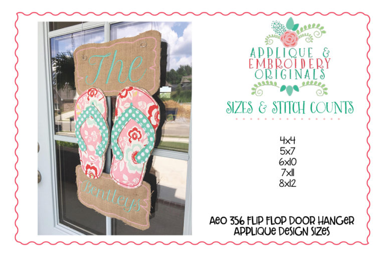 356 Flip Flops Beach Door Hanger In-The-Hoop Applique Design - Image 7