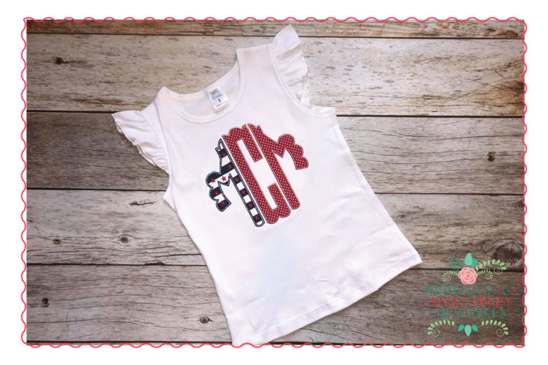 365 USA Scalloped Circular Monogram 4th July Applique Design - Image 2