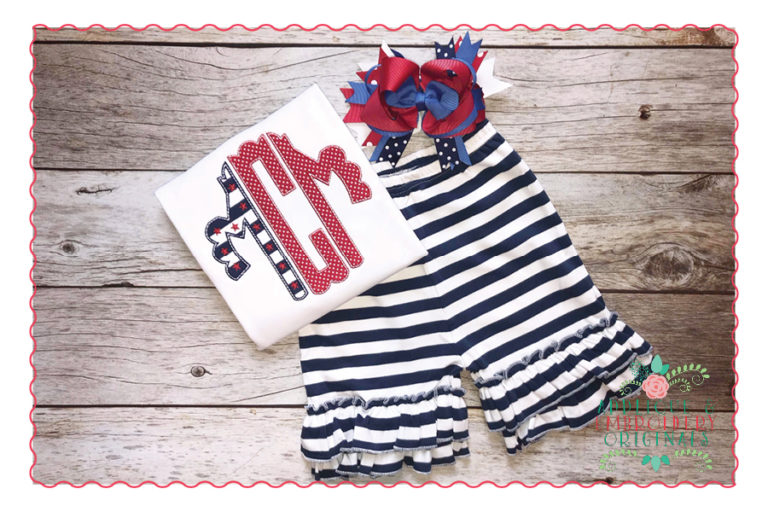 365 USA Scalloped Circular Monogram 4th July Applique Design - Image 3