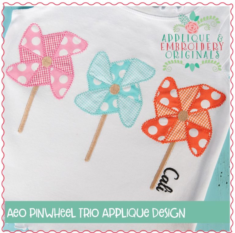 358 Pinwheel Trio Vintage Stitch Applique Design - Image 2