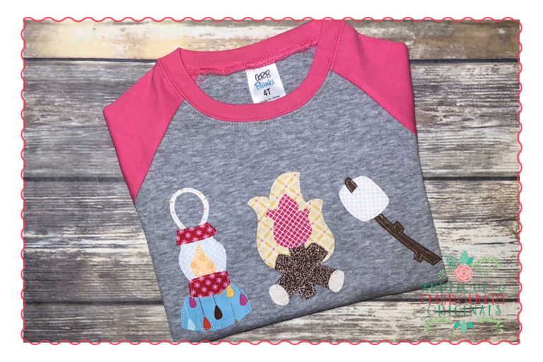362 Camping Fire Trio Simple Stitch Applique Design