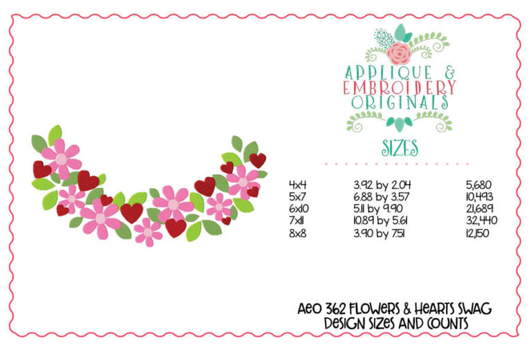 1362 Flowers and Hearts Swag Applique Design - Image 5
