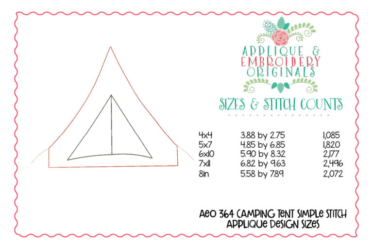 364 Camping Tent Simple Stitch Applique Design - Image 3
