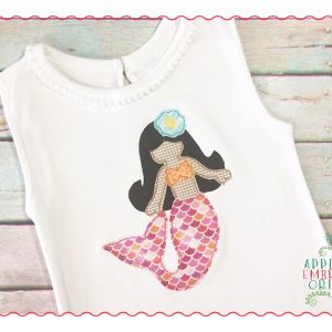 367 Mermaid Flower Simple Stitch Applique Design