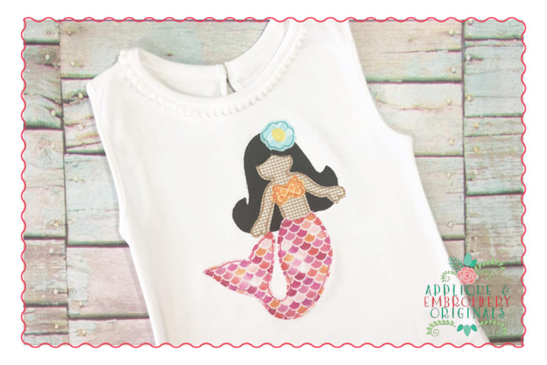 367 Mermaid Flower Simple Stitch Applique Design