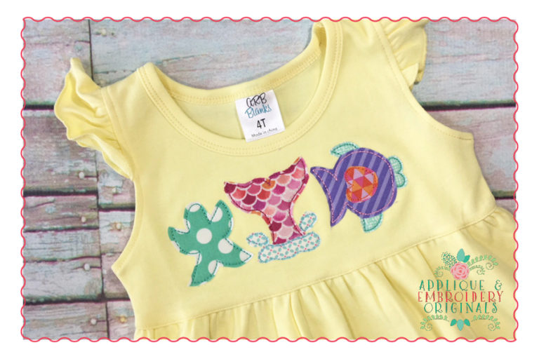 368 Mermaid Trio Simple Stitch Applique Design