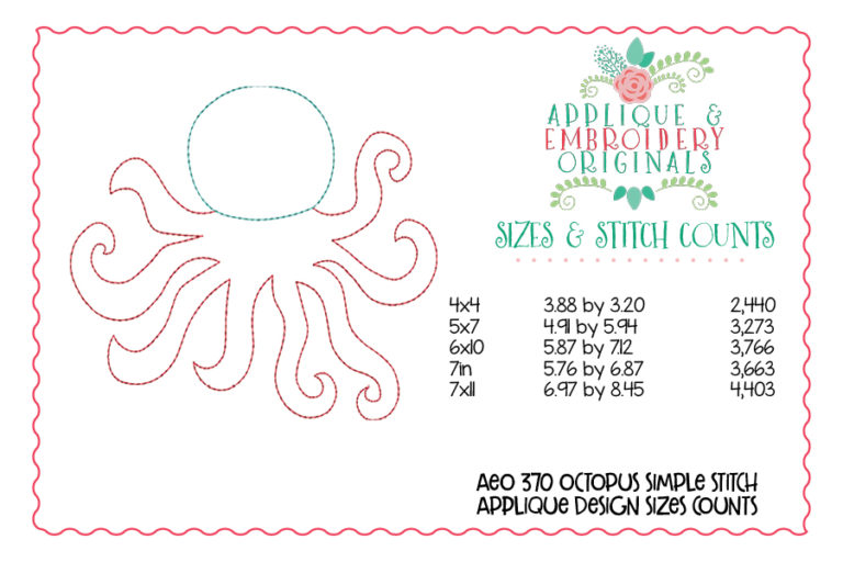 370 Octopus Boy Simple Stitch Applique Design - Image 3