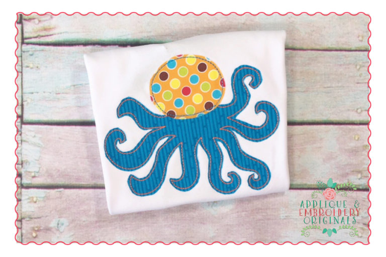 370 Octopus Boy Simple Stitch Applique Design
