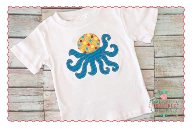 370 Octopus Boy Simple Stitch Applique Design - Image 2