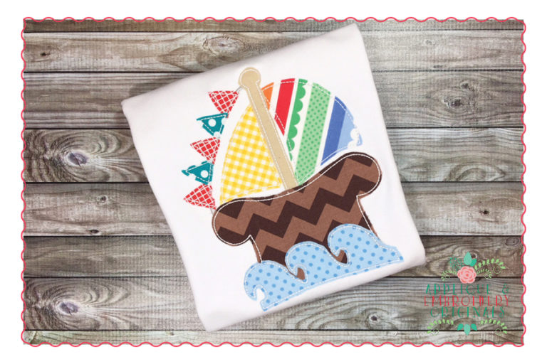 371 Sailboat with Banner Simple Stitch Applique Design