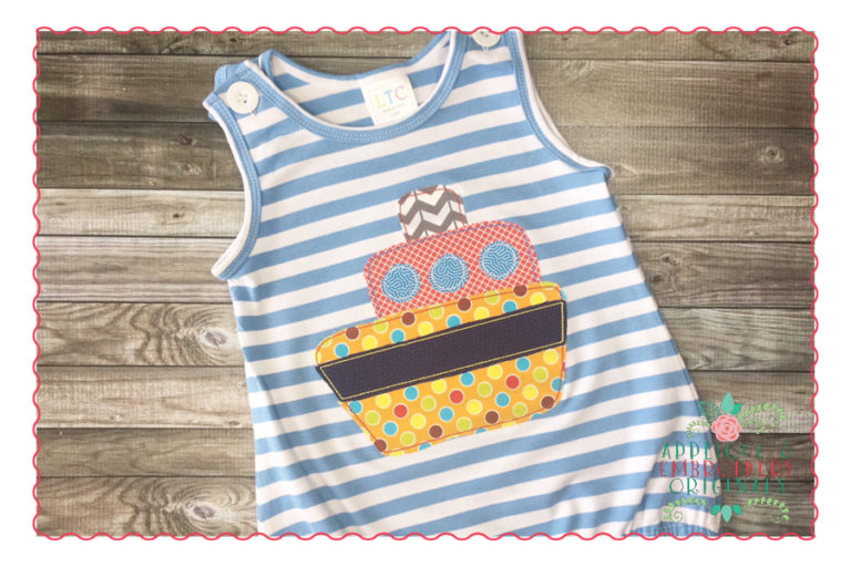 373 Tug Boat Simple Stitch Vintage Applique Design - Image 2