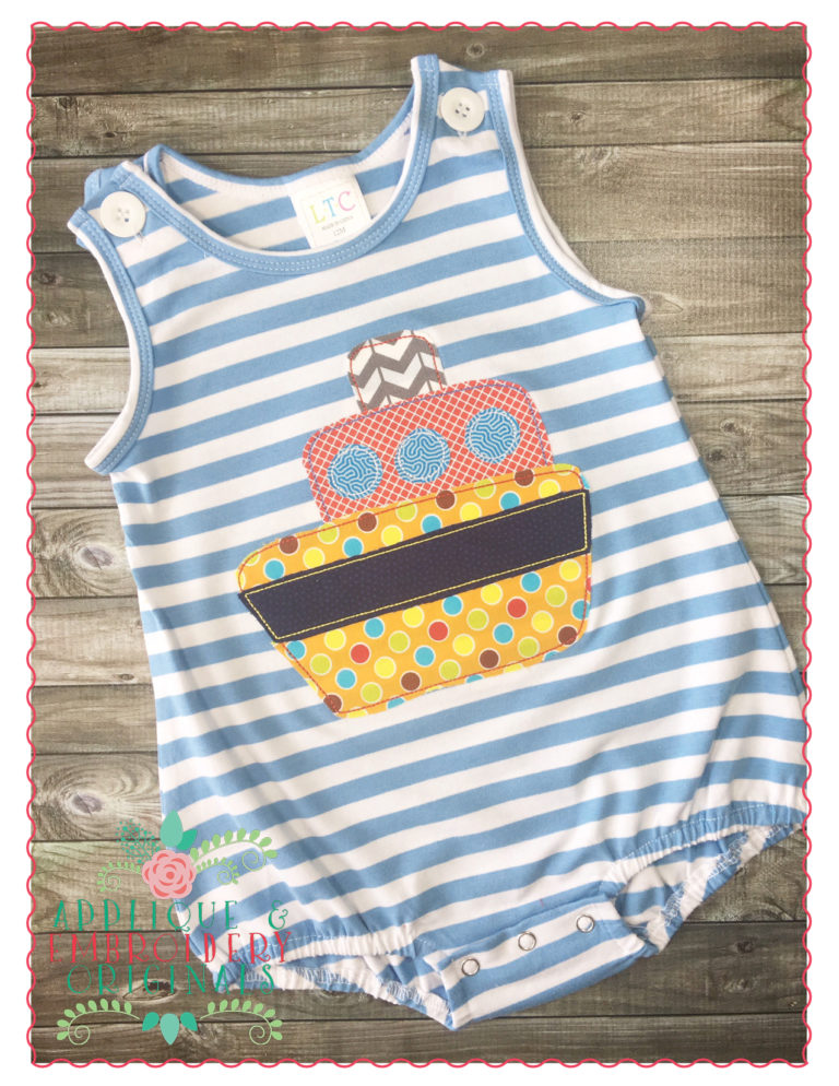 373 Tug Boat Simple Stitch Vintage Applique Design