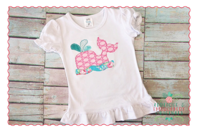 374 Whale with Water Simple Stitch Applique Design - Image 2
