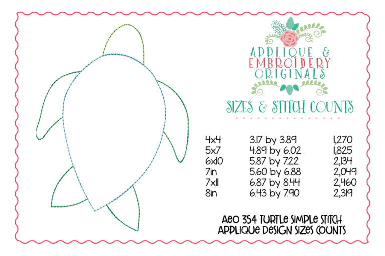 375 Turtle Simple Stitch Applique Design - Image 3