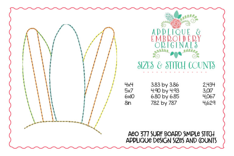 377 Surf Board Beach Stitch Applique Design - Image 3