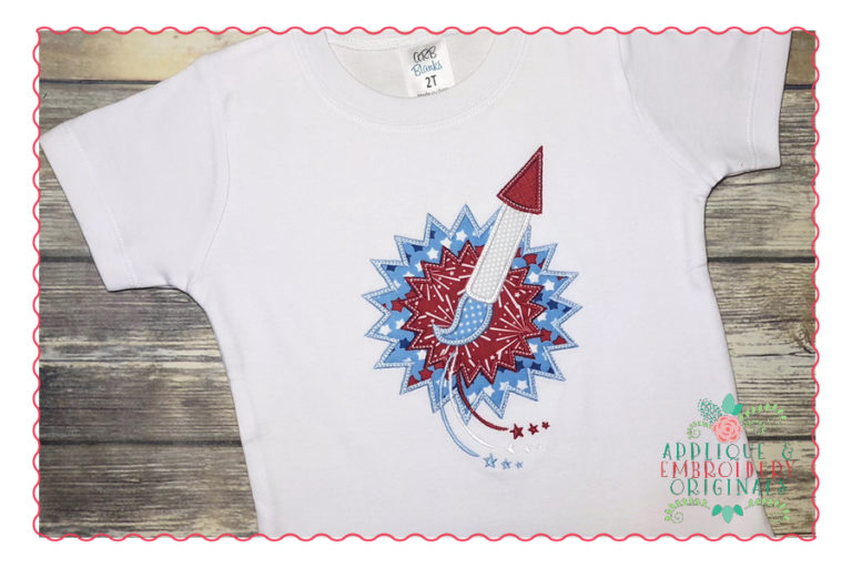 379 Firework Burst 4th of July Applique Design - Image 2