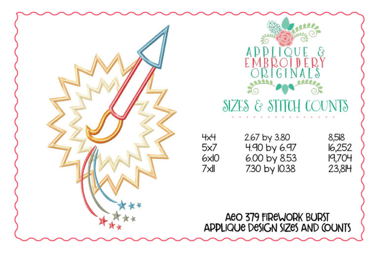 379 Firework Burst 4th of July Applique Design - Image 3