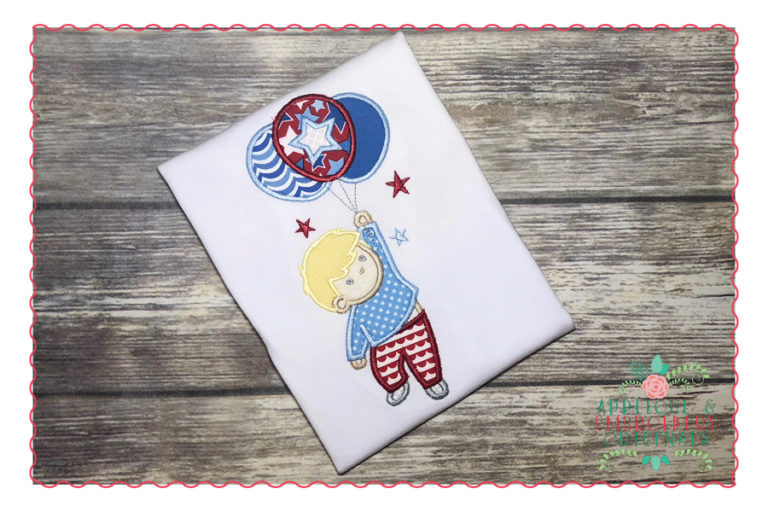 380 Fourth of July Balloon Boy Applique Design
