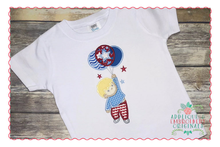 380 Fourth of July Balloon Boy Applique Design - Image 2
