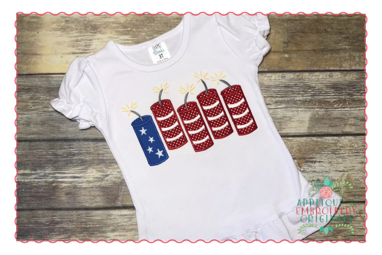 382 Firework Flag 4th of July Applique Design - Image 2
