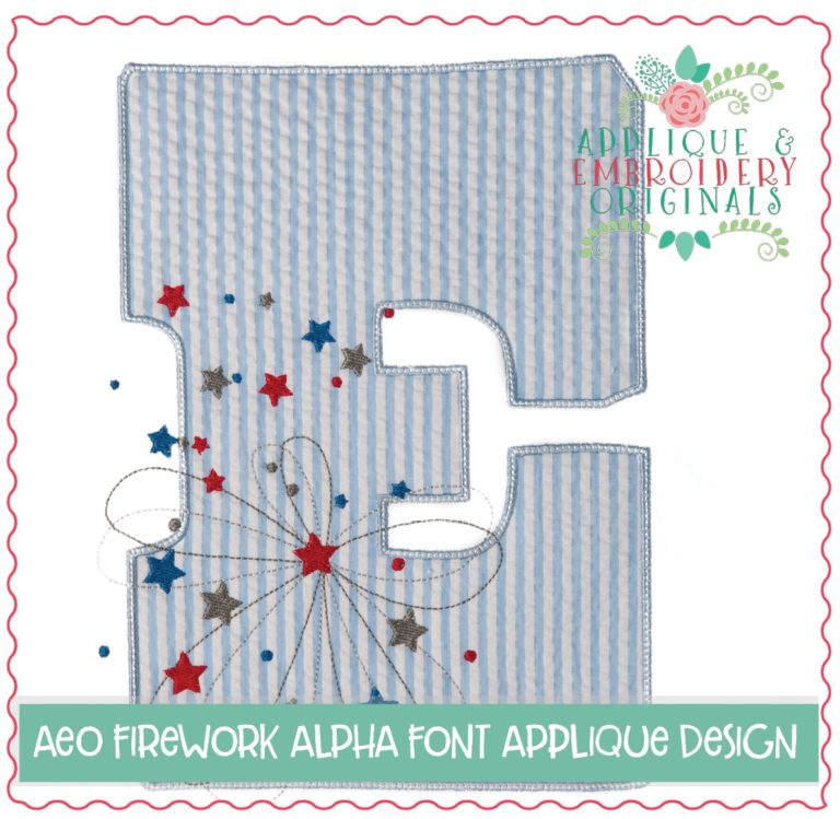 384 Firework Alpha Applique Font Applique Design