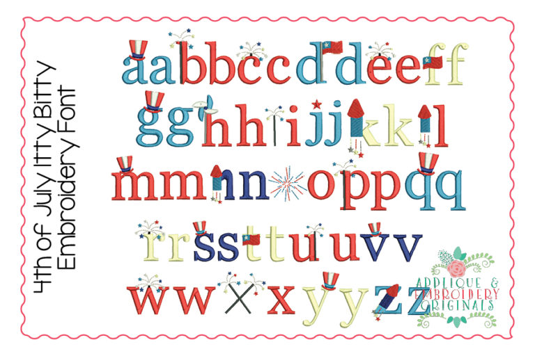 384 July 4th Itty Bitty Embroidery Font Design - Image 2