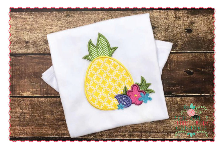 386 Pineapple Flowers Applique Design