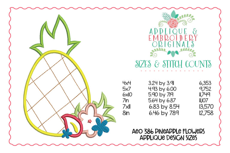 386 Pineapple Flowers Applique Design - Image 3