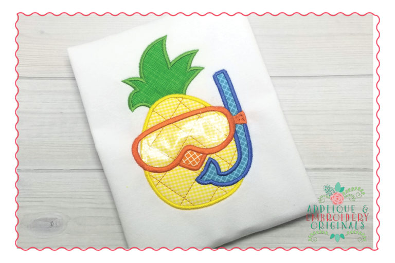 390 Pineapple Mask Scuba Snorkel Applique Design