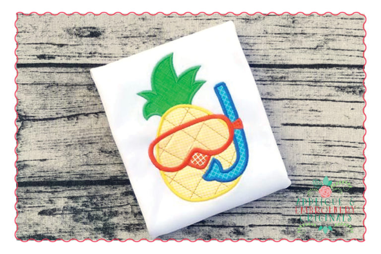 390 Pineapple Mask Scuba Snorkel Applique Design - Image 3