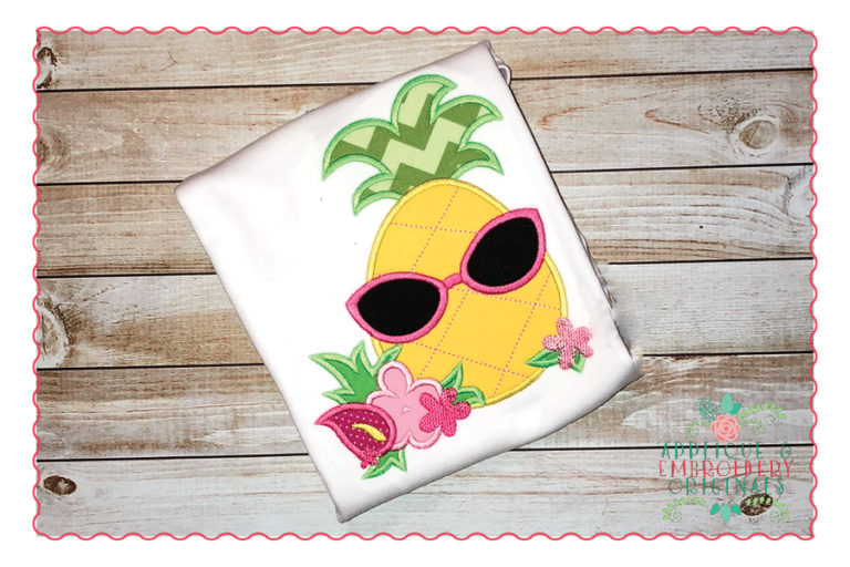 392 Pineapple Sunglasses Applique Design
