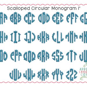 393 Scalloped Circular Mini Monogram Embroidery Font