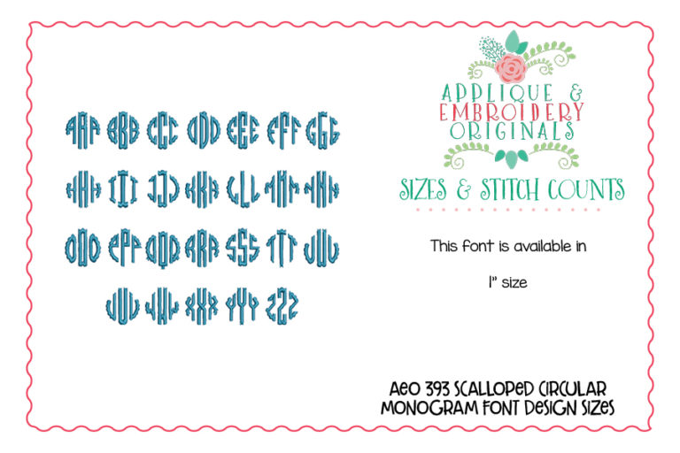 393 Scalloped Circular Mini Monogram Embroidery Font - Image 2