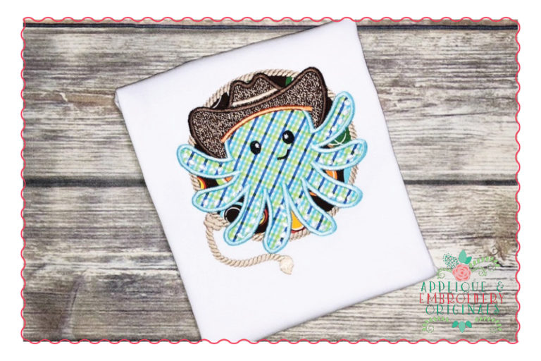 395 Cowboy Octopus Applique Design