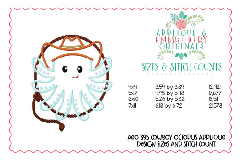 395 Cowboy Octopus Applique Design - Image 4