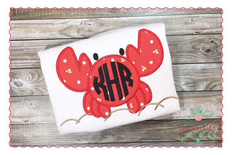 396 Crab Monogram Frame Applique Design