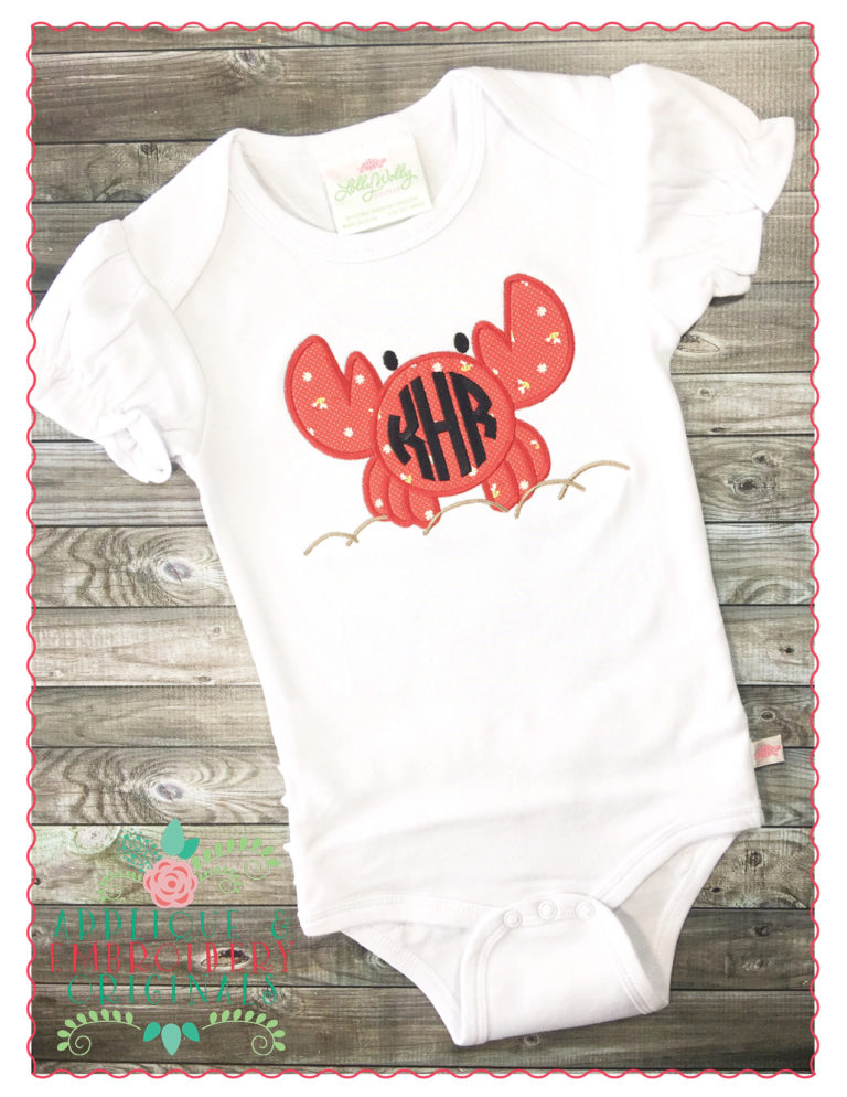 396 Crab Monogram Frame Applique Design - Image 3
