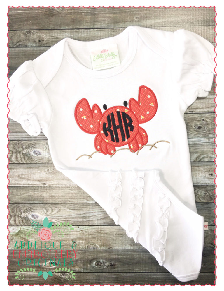 396 Crab Monogram Frame Applique Design - Image 2