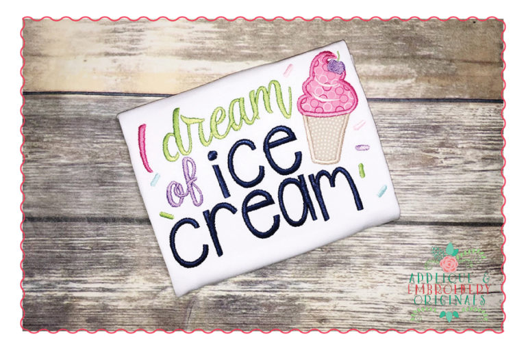 397 Dream of Ice Cream Cone Applique Design