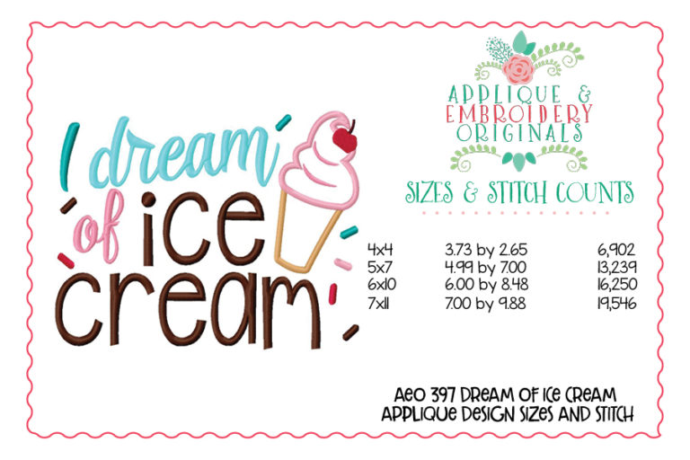397 Dream of Ice Cream Cone Applique Design - Image 3