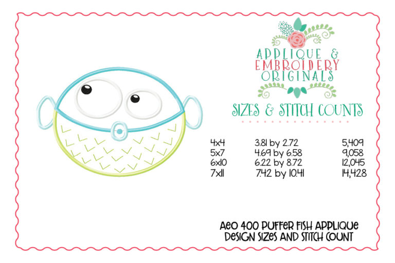 400 Puffer Fish Applique Design - Image 3