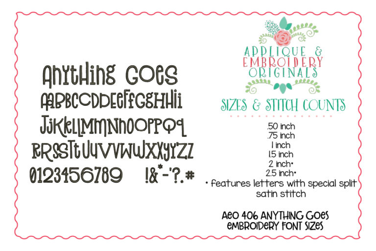 406 Anything Goes Embroidery Font - Image 3