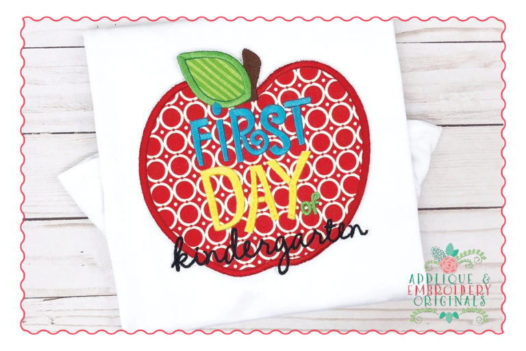 408 First Day of School with Apple Add your Own Grade Applique Design