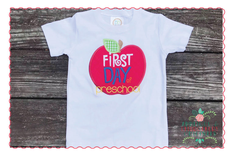 408 First Day of School with Apple Add your Own Grade Applique Design - Image 4